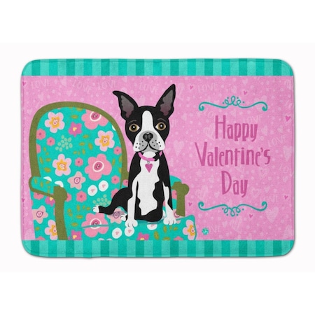 Carolines Treasures Happy Valentines Day Boston Terrier Machine Washable Memory Foam Mat VHA3001RUG